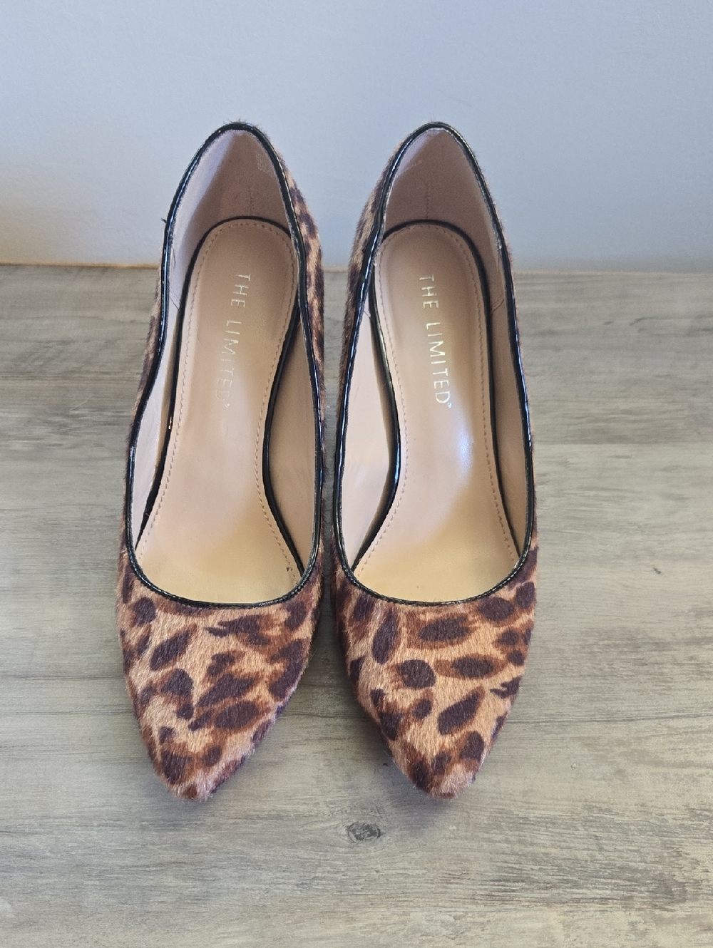The Limited Leopard-Print Faux Horse Hair Pointed Toe Pumps - Tan/Brown